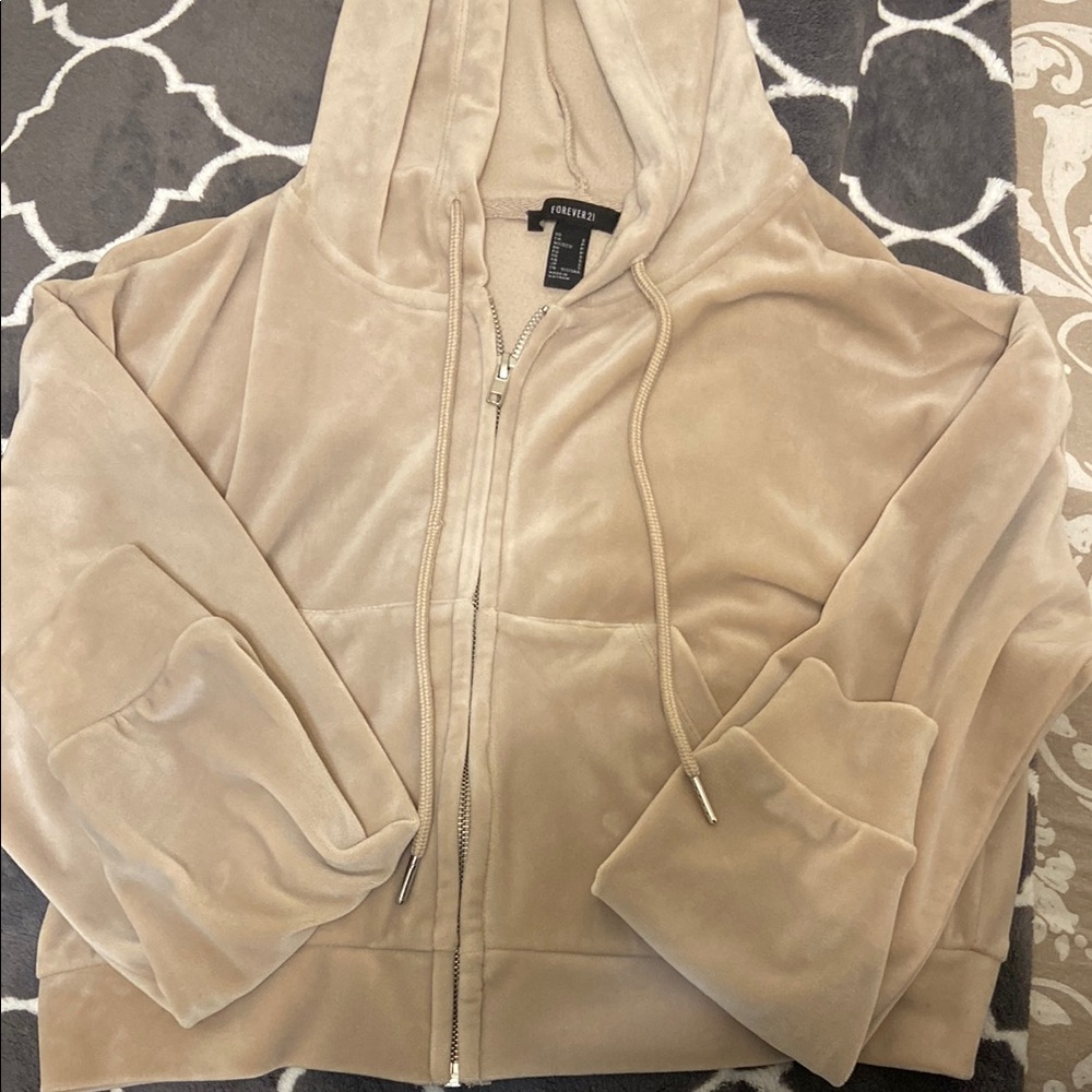 Forever 21 Tan Zip-Up Hoodie